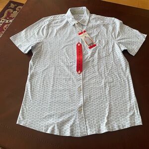 NWT! Tailor Vintage Men's Button Up Short Sleeve Shirt, Blue, Size M